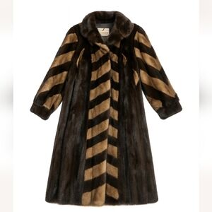 3. Vintage Alexander Furs Montreal Mink Chevron Stripe Coat  Luxe Designer